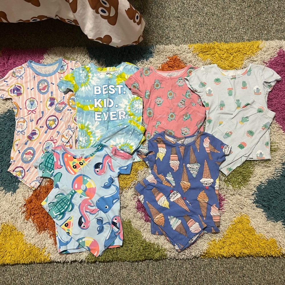 Colorful pajama Set lot of 6, size 7